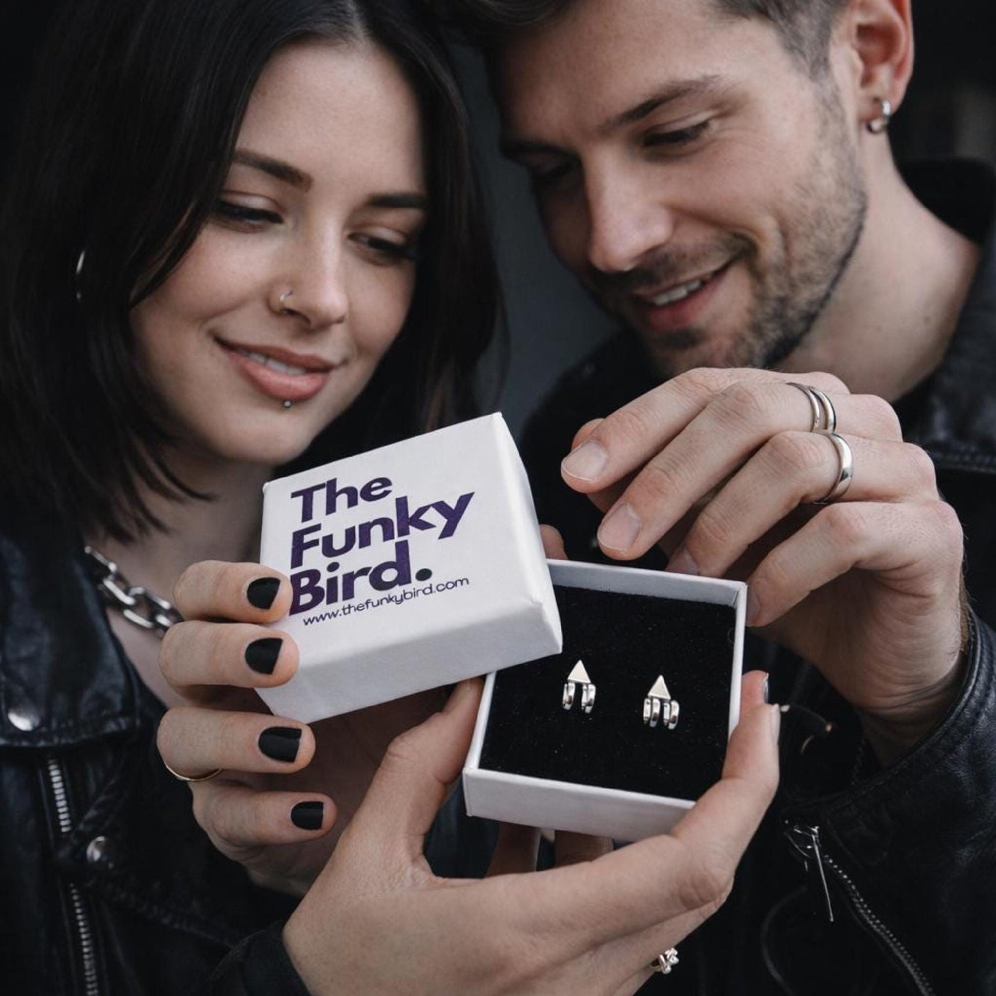 Mens Earrings - Gun Metal Grey wrap around Earrings, Men, Minimalist Male Earring, Silver, Mens stud, Man Earrings, for Men, edgy, B026