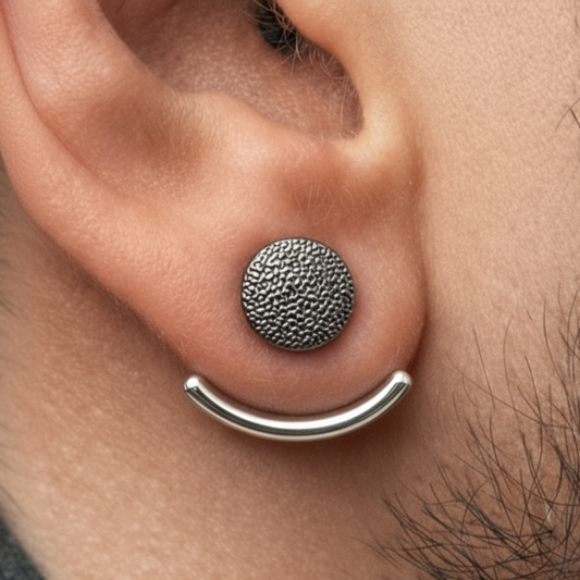 Mens Earrings - Silver wrap around  Earrings, Men, Minimalist Male Earring, Silver, Mens stud, Man Earrings, for Men, edgy, A004