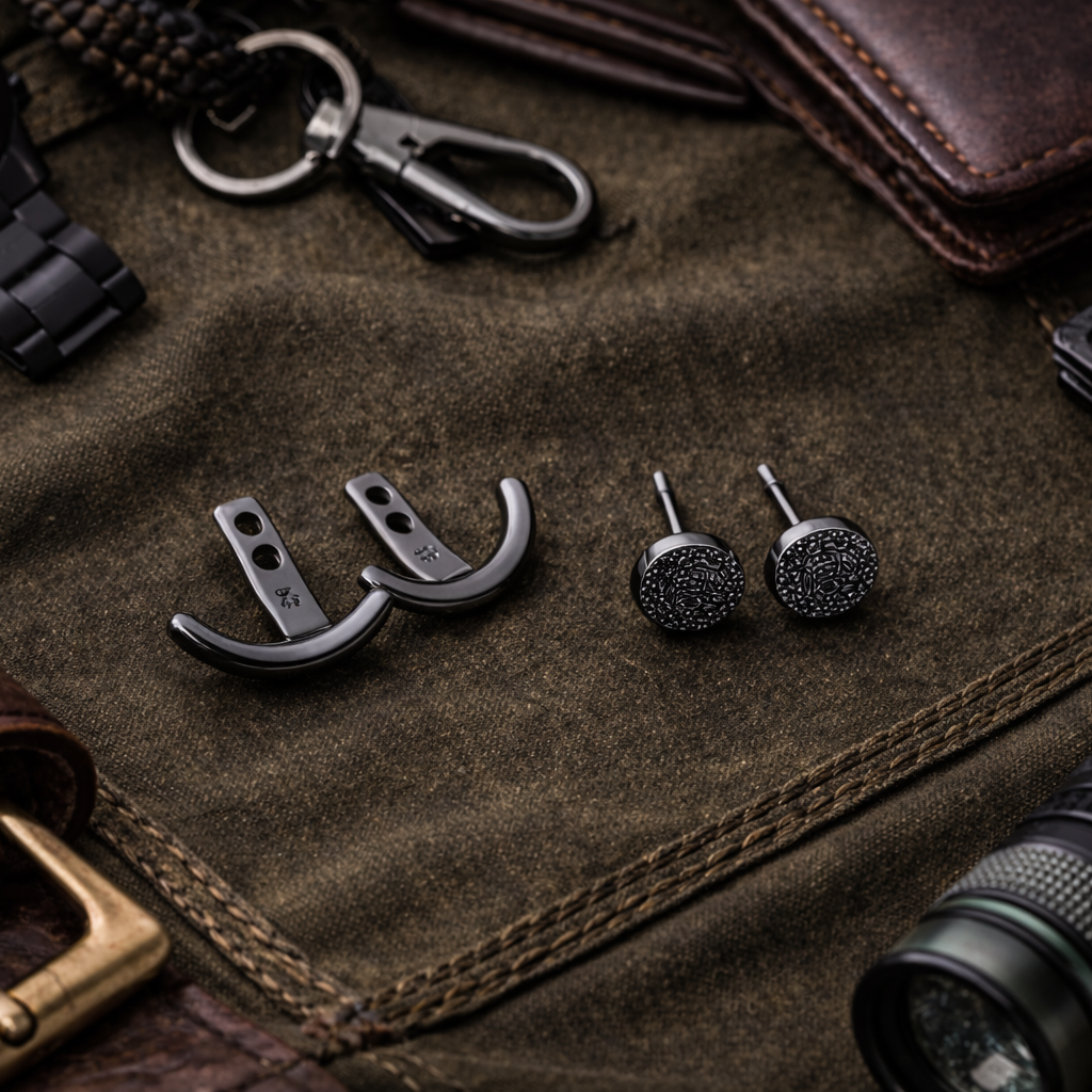 Mens Earrings - Gun Metal Grey wrap around  Earrings, Men, Minimalist Male Earring, Silver, Mens stud, Man Earrings, for Men, edgy, B026