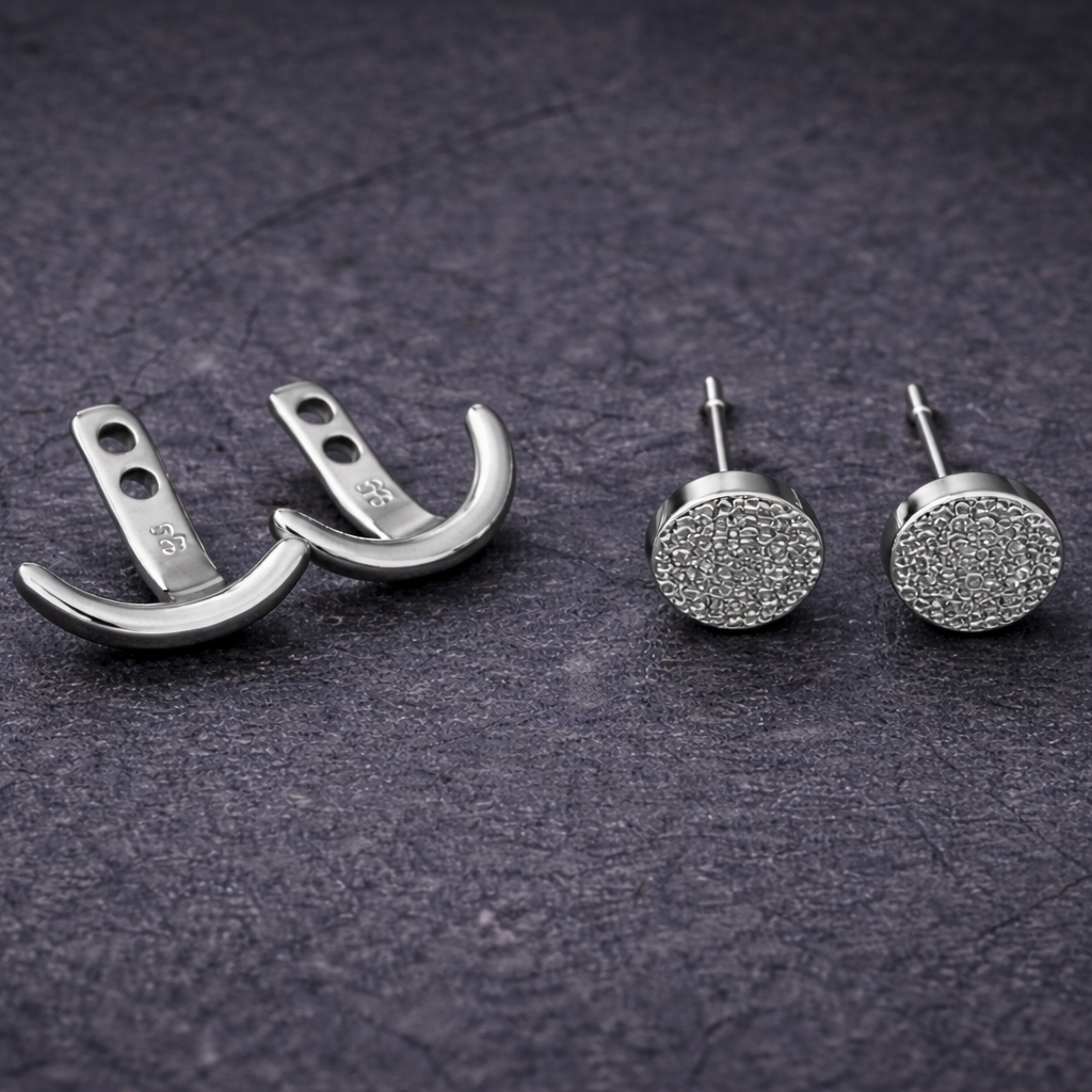 Mens Earrings - Silver wrap around  Earrings, Men, Minimalist Male Earring, Silver, Mens stud, Man Earrings, for Men, edgy, A004