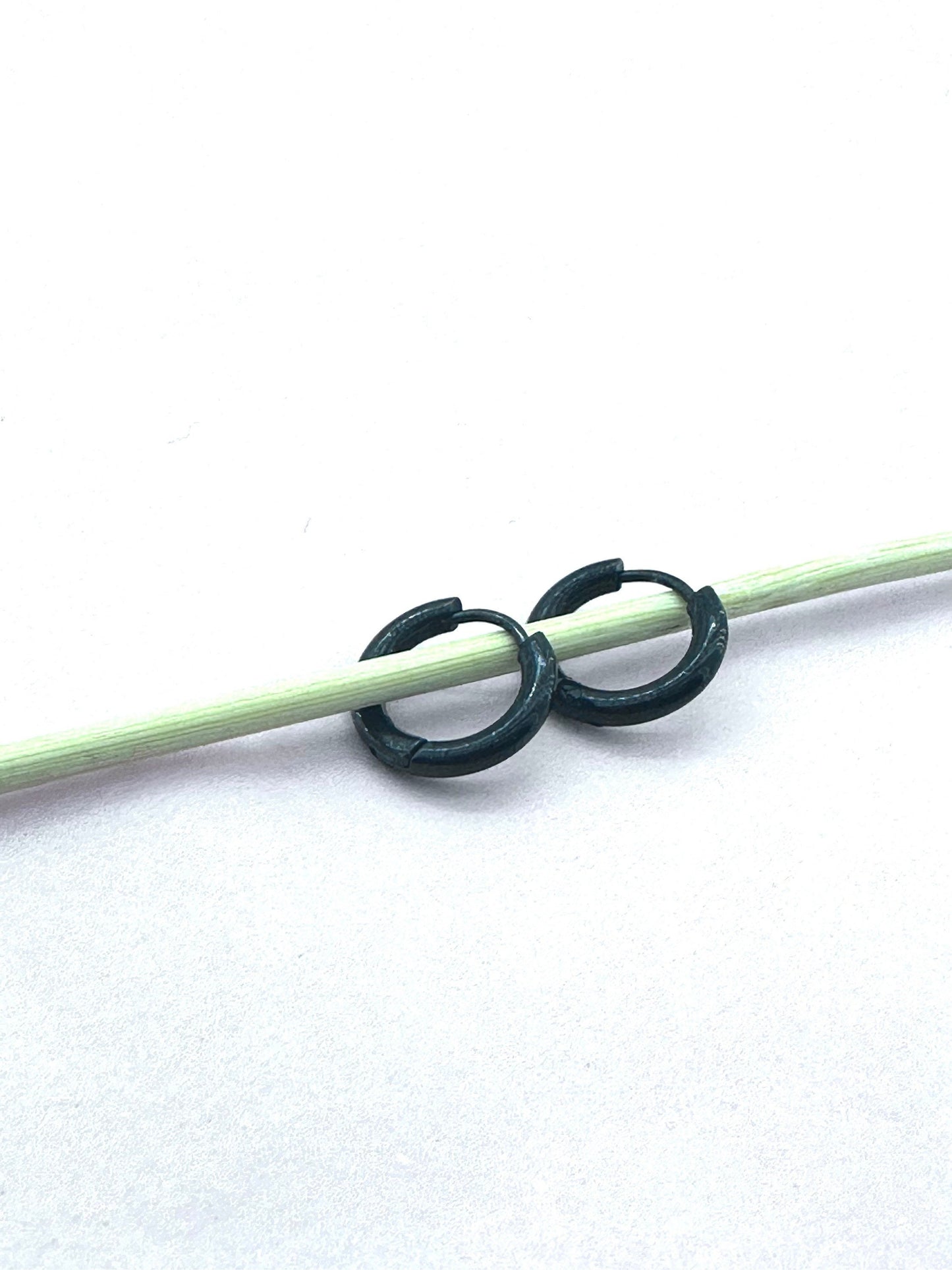 Black hoop earrings, Huggie, Hoop Earrings - Sleek and Chic, sleeper earrings, Mens and Womens Huggie Earrings, male earrings, A298