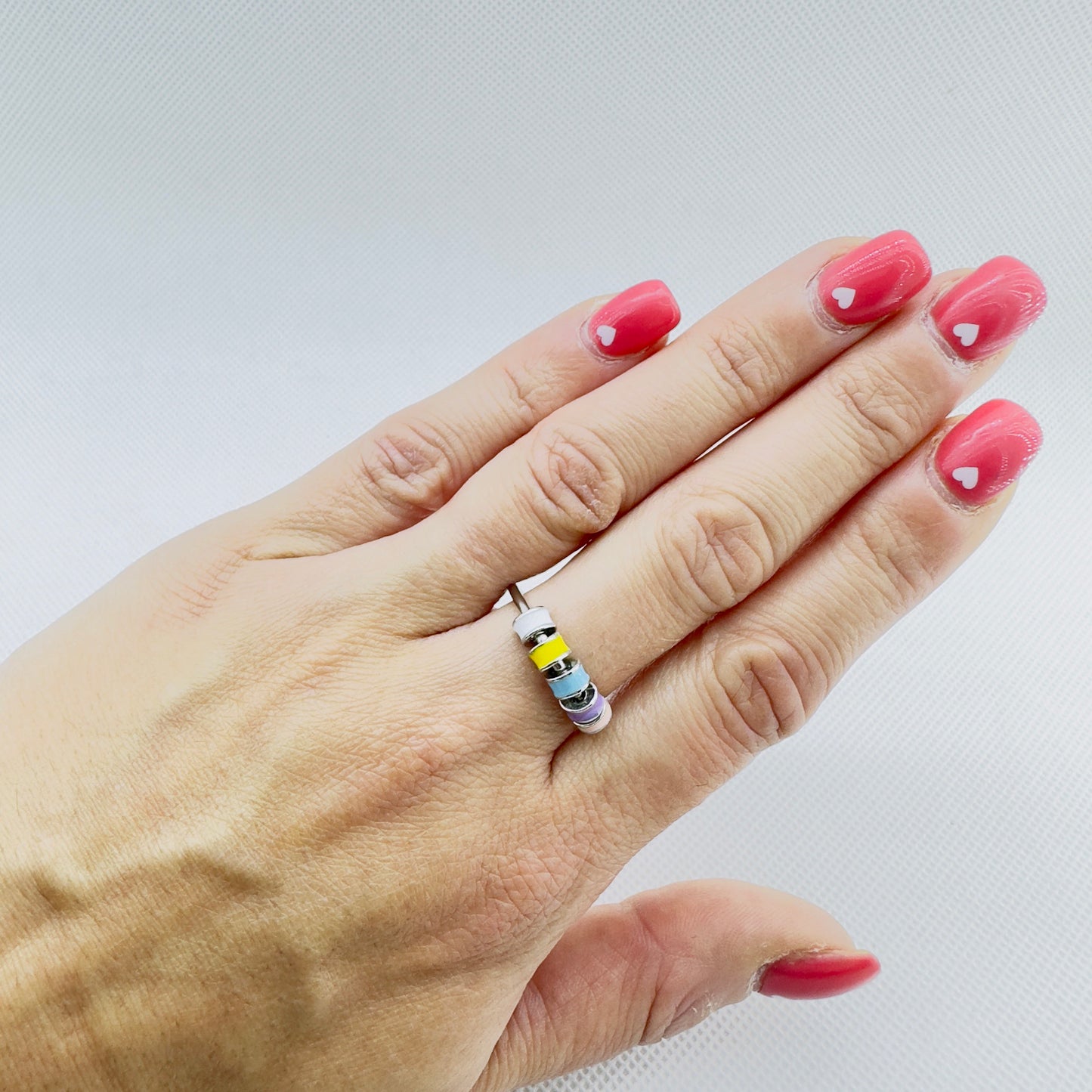 Stress relief rings, Anxiety rings, Fidget Ring, Meditation rings, Spinning beads, Gifts for friends, Gift cards, Adjustable opening, A396