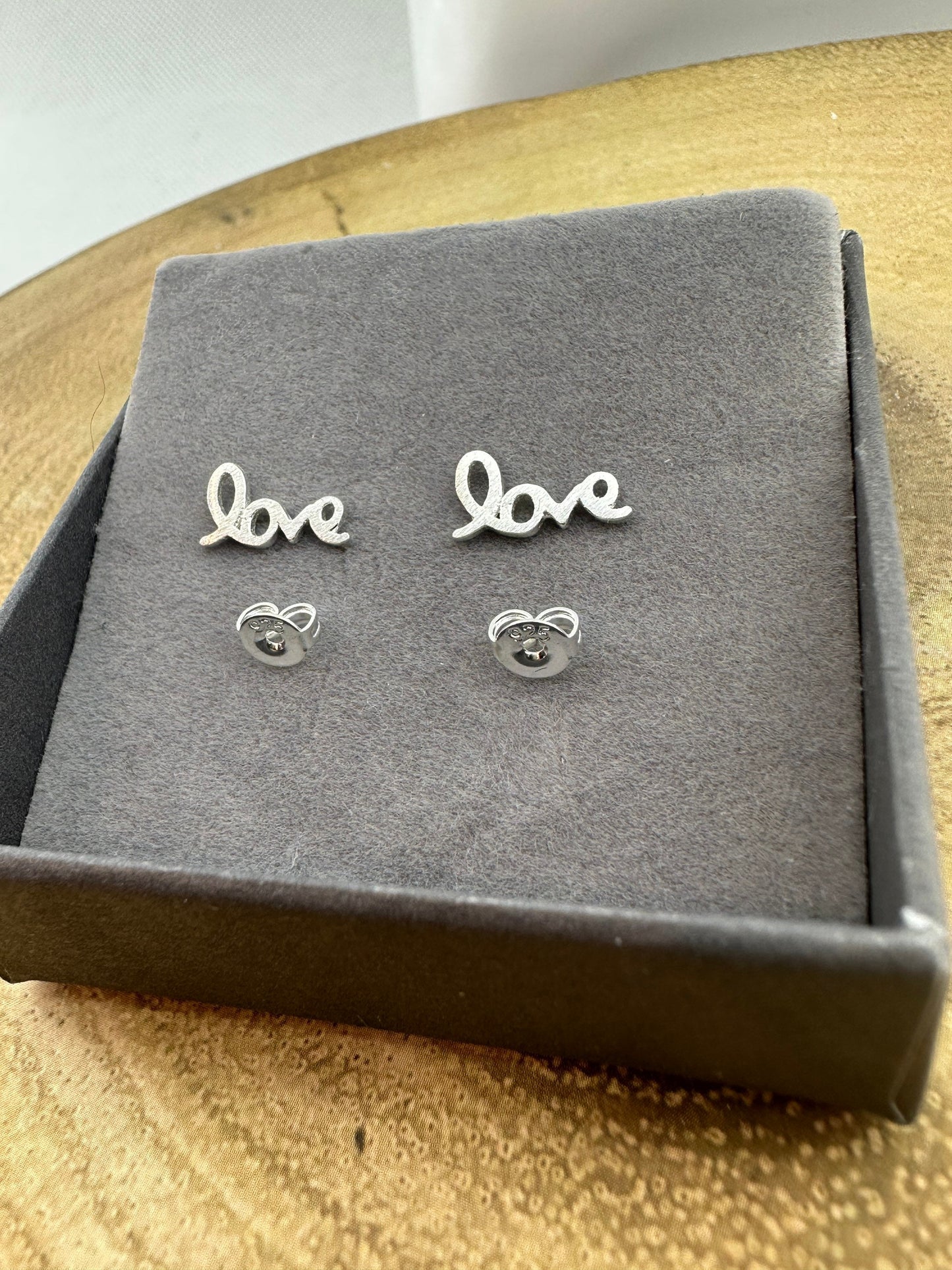 Sterling Silver Love Earrings - Elegant, Silver, Stud Love Earrings, Novelty, Birthday Party, Fun, Funky, Unique gift, 925 A061