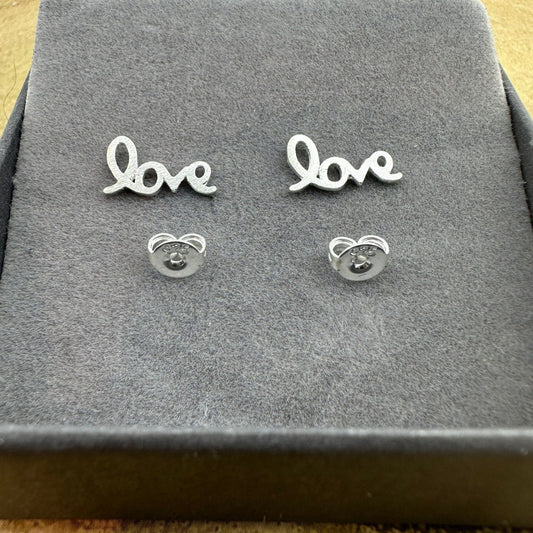 Sterling Silver Love Earrings - Elegant, Silver, Stud Love Earrings, Novelty, Birthday Party, Fun, Funky, Unique gift, 925 A061