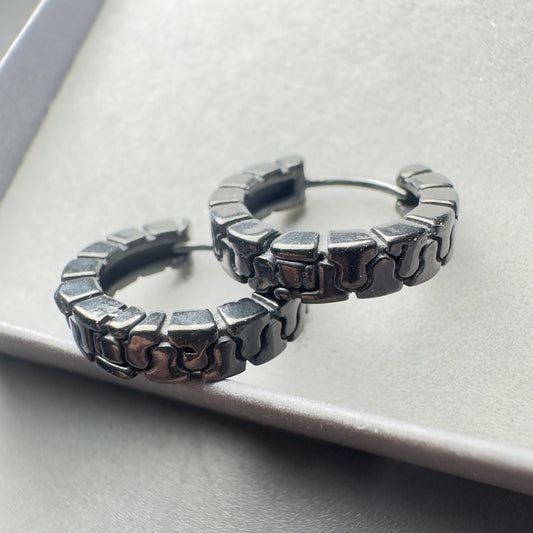 Mens Earrings - Black Earrings Male Minimalist Mens Earring, Black Earrings Mens Hoop Earrings, Hoops for Men zip hoop earrings, A217