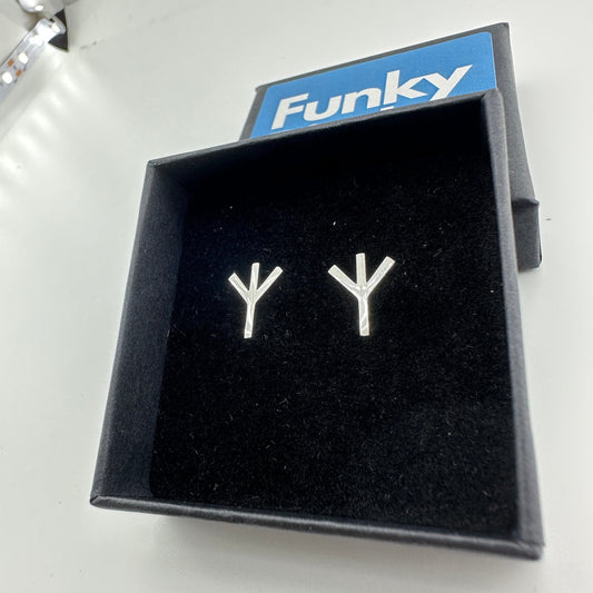 Mens Earrings - Silver Stud Earrings, Men, Minimalist Male Earring, Rune, Defense, Protection, Mens Stud Earrings, Studs for Men, A255