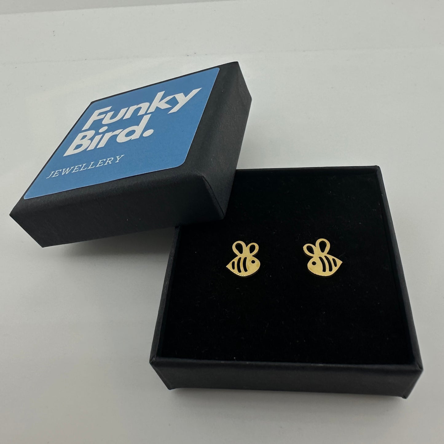 Sterling Silver Honey Bee Stud Earrings, Gold Bee Earrings, Honey Bee Earrings, Gift for Her, A035