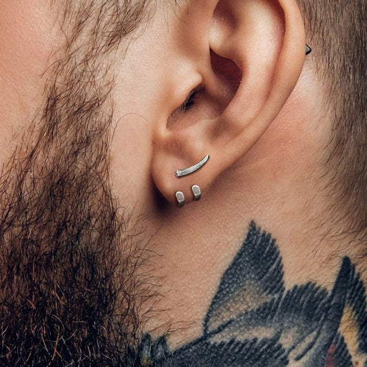 Mens Earrings - Silver Stud Earrings, Men, Minimalist Male Earring, Silver, Mens Stud Earrings, Studs for Men, tick earrings, A001