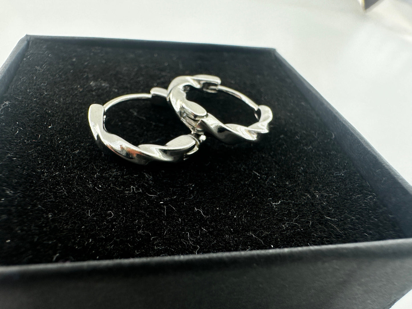 Twisted Hoop Earrings - Silver Huggie Earrings, Men, Minimalist Male Earring, Hoop Earrings, Sterling Silver, Double Twist Hoop, A110
