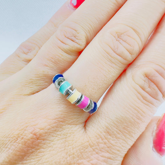 ADHD Anxiety Ring, Enamel Adjustable, Spinning, Fidget Ring, Bead Anxiety Ring, Anxiety, Spinning Ring, Gift For Her Stress Relief, A397