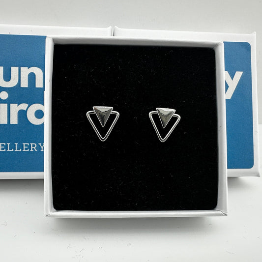 Funky Silver Earrings - Edgy Silver Earrings, Triangle Earrings, Birthday, Party, Fun, Funky, Unique gift, A023