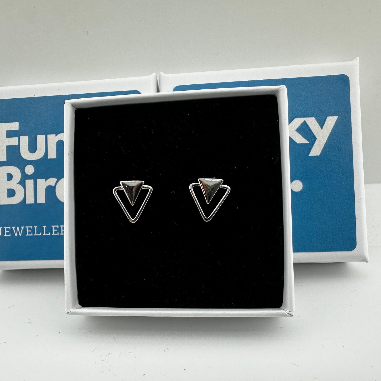 Funky Silver Earrings - Edgy Silver Earrings, Triangle Earrings, Birthday, Party, Fun, Funky, Unique gift, A023