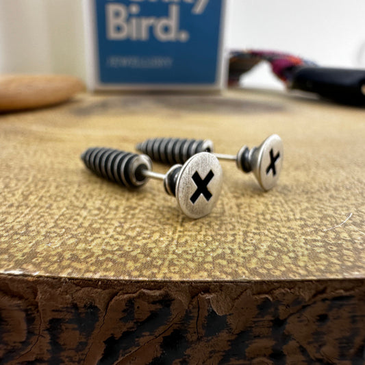 Screw Stud Earrings for Men Women Edgy Nail Stud Earrings Edgy Silver Womens Mens Stud Earrings with a rustic industrial personality,A363