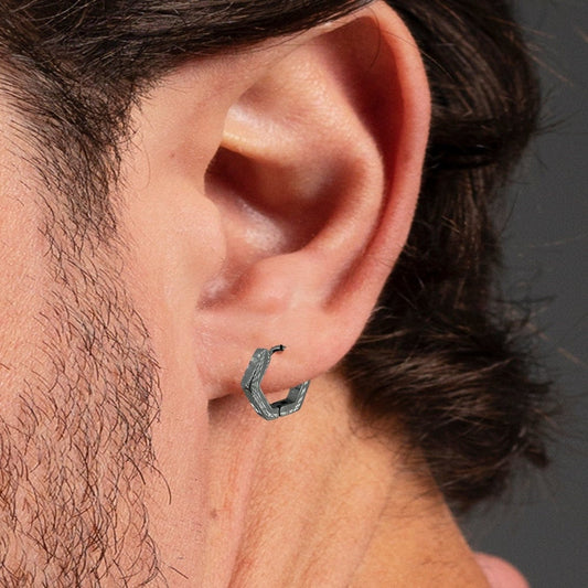 Mens Earrings - Silver Earring, Men, Minimalist Male Earring, Sterling Silver, Mens Huggie Earrings, Single earring for Men, A320