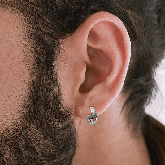 Mens Earrings - Silver Huggie Earrings, Men, Minimalist Male Earring, Edgy, Hoop Earrings, Silver Mens Silver Earrings, A144