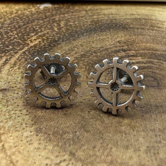 Womens Earrings - Silver Cog Stud Earrings, Woman, Steam Punk Earrings, Everyday Earring, Silver Stud Earrings, Studs for Women, Gear, A366