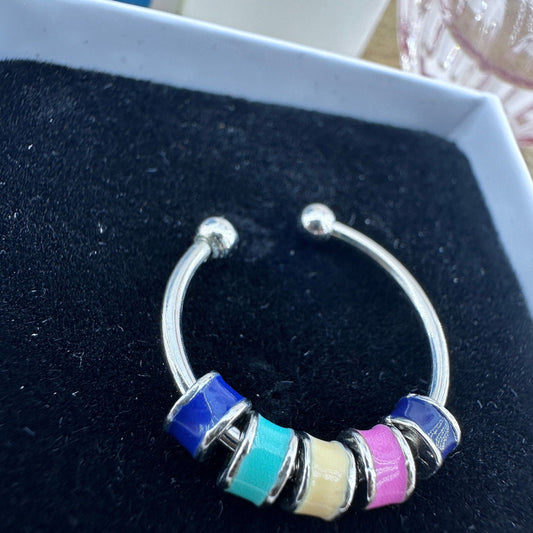 Daughter Anti Stress Ring, Silver Ring, Adjustable Ring, Birthday Gift, Rings for Women, Gift for Daughter, Enamel Ring, A397