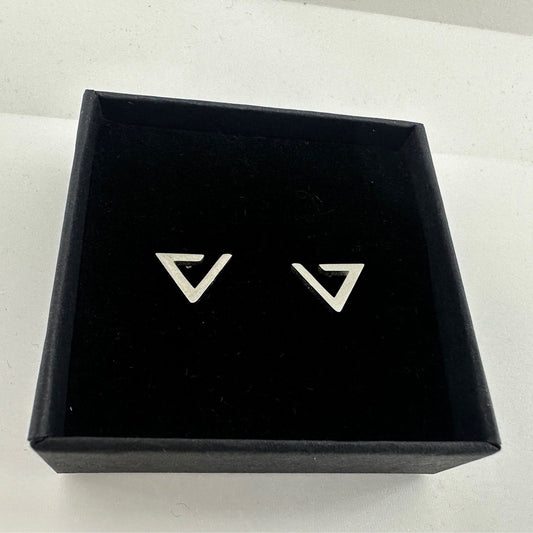 For him, husband, or boyfriend, our mens male edgy silver earrings Triangle studs jewelry offers everyday style. A113