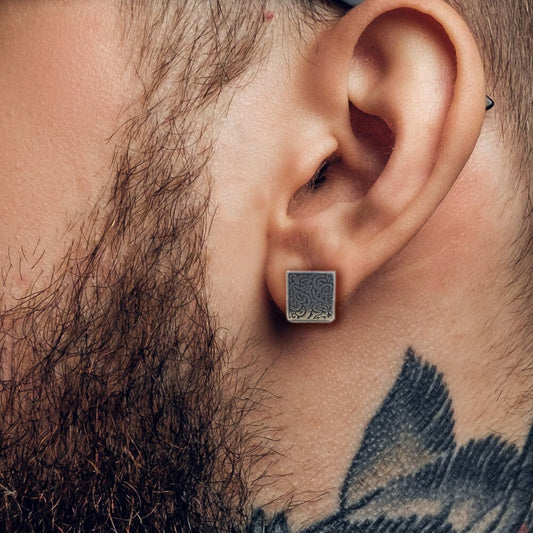 Mens Earrings - Square Hoop Earrings, Men, Edgy, Male Earring, Conch Earrings, Mens Hoop Earrings, Hoops for Men, Huggie, New Design, A375