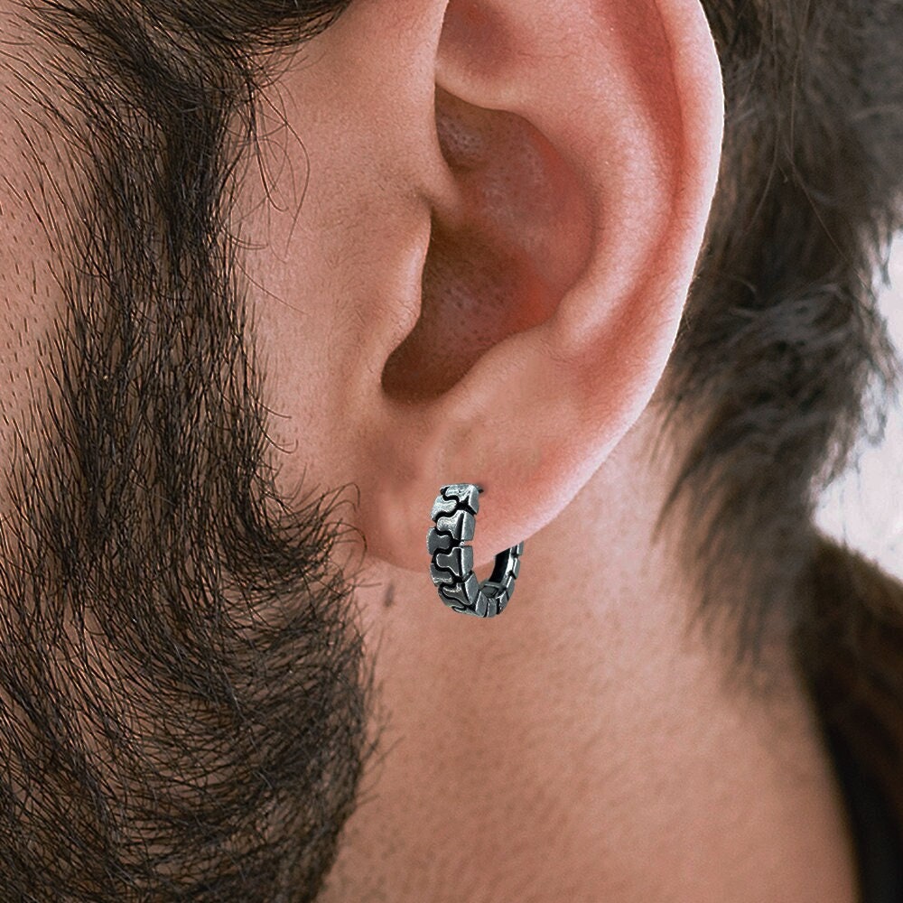 Minimalist Hoop Earrings Silver Mens Earrings, Male Hoop Earring for Mens Jewellery, Hoops for zip hoop earrings, A218