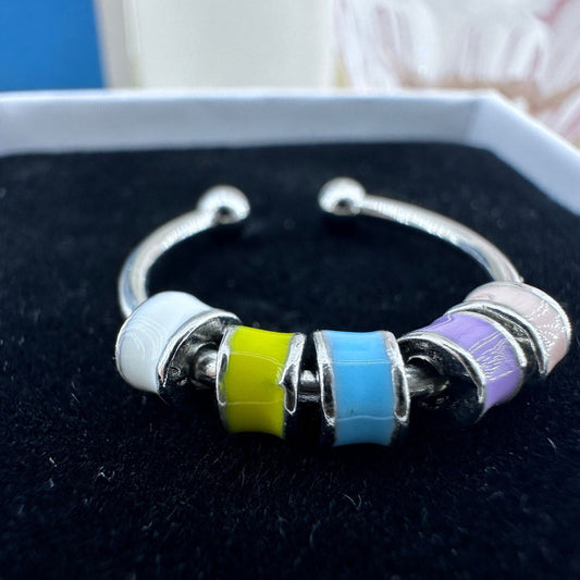 For My Daughter Fidget Ring, Silver Ring, Adjustable Ring, Birthday Gift, Rings for Women, Gift for Daughter, Enamel Ring, A396