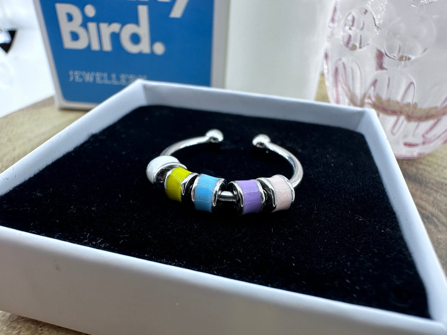 For My Daughter Fidget Ring, Silver Ring, Adjustable Ring, Birthday Gift, Rings for Women, Gift for Daughter, Enamel Ring, A396