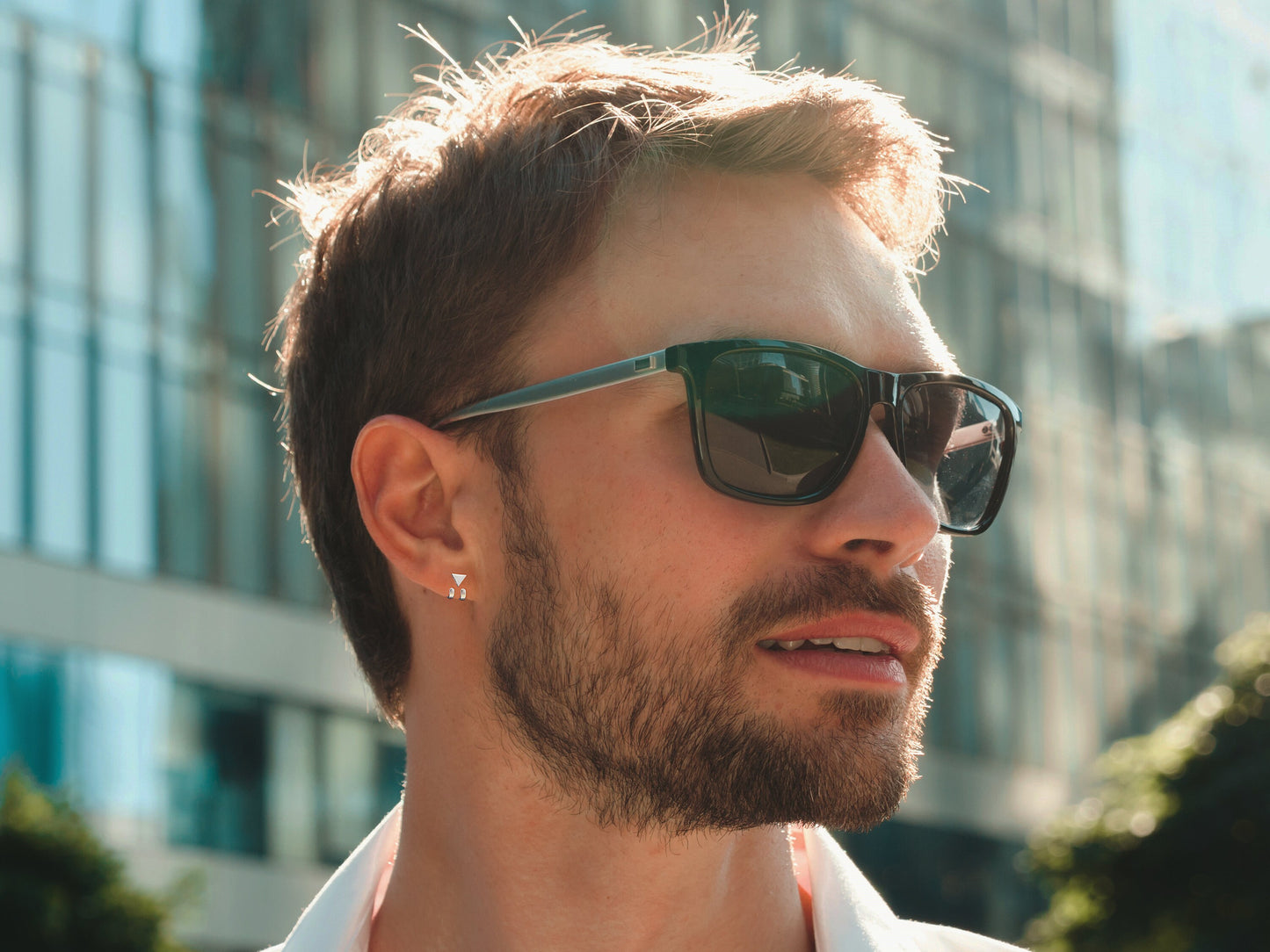 Mens Ear Jacket Earrings - Mens Studs, Edgy, Male Earring, Silver Edgy Studs for Mens Triangle studs, man earrings, A388