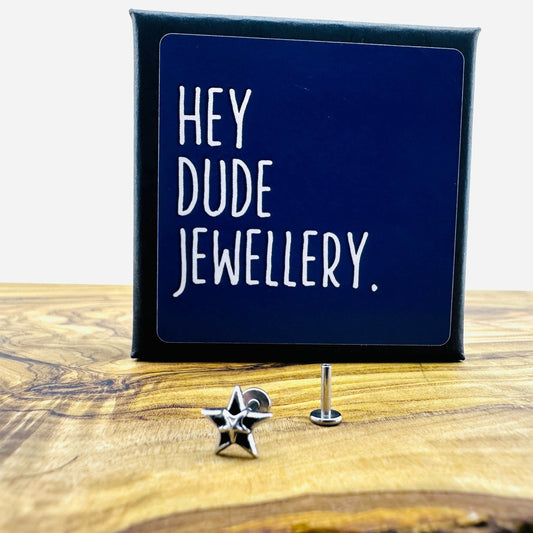 Labret Flat back Earring Piercing | Surgical Steel Star Tragus Helix Cartilage Internally Threaded Earring men women earrings, A453