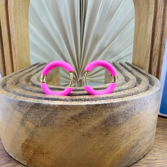 Pink Huggie Hoop Earring, Helix Hoop, Pink Hoop Earrings, Dainty Hoop Earrings, Hot Pink Earrings, Minimalist, A149