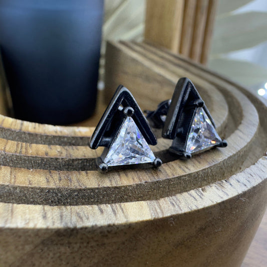 Mens Earrings CZ Silver Mens Stud Earrings For Male Jewellery Mens Black Jewelry Silver Studs Earrings, Studs for Men Wrap earrings, A380