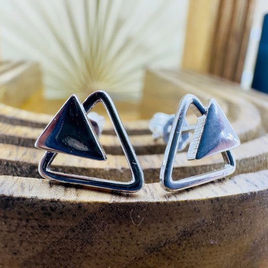 Funky Arrowhead Earrings, Silver, Elegant, Double Triangle, Arrow, Geometric, Minimalist Stud Earrings, Silver, Simple Jewellery, A023