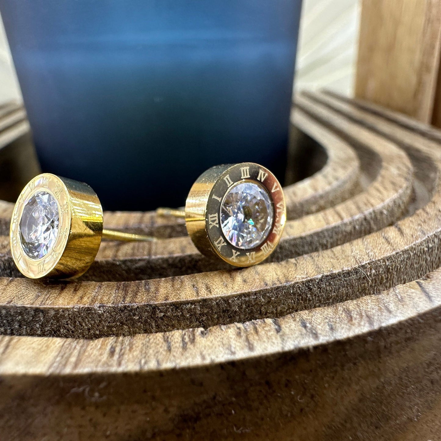 Designer Earrings ladies, mens, Birthday Party Earrings, Designer Earrings, Diamond look, Gift for her Fun Funky Gold Roman Numerals, A279