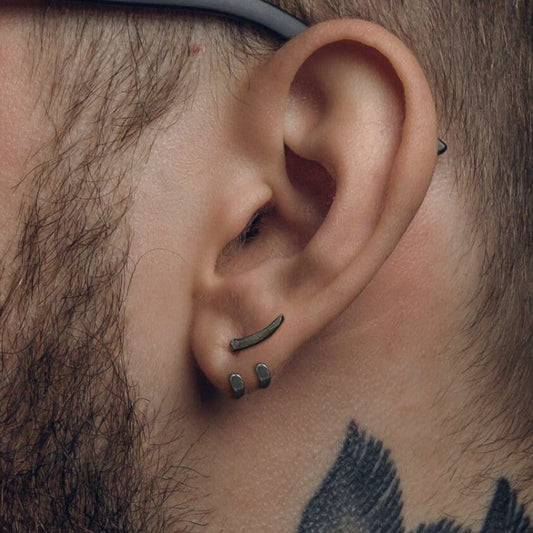 Mens Jewellery - Manly Grey Silver Stud Earrings, Men, Minimalist, Grey Silver Jewelry, Silver, Mens Stud Jewellery, Jewellery for Men, A229