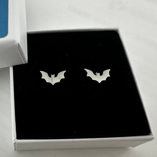 Bat Earrings - Silver Stud Earrings, Men, Edgy Earring, Silver Bat Earrings, Bat wing Silver Mens Stud Earrings Studs for Men Bats, A333