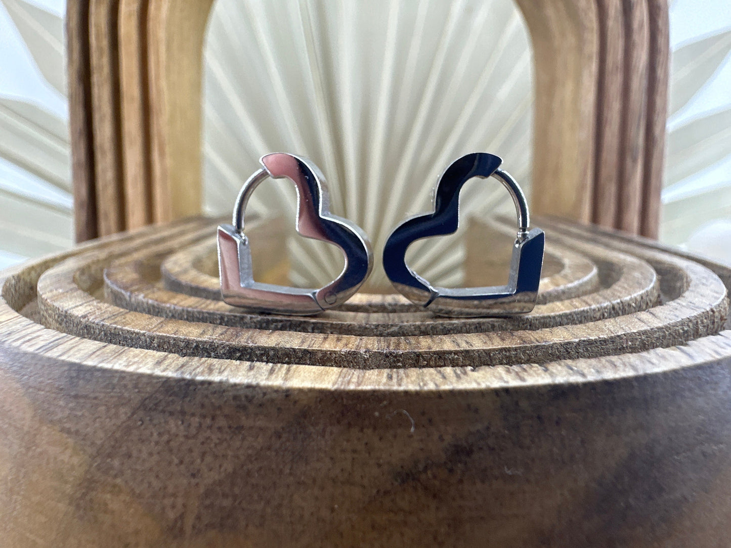 Womens Hoop Earrings - Silver Heart Huggie Earring, Minimalist Women Earring, Silver Hoops, Womens Earrings, Heart Earrings, Dainty, A430