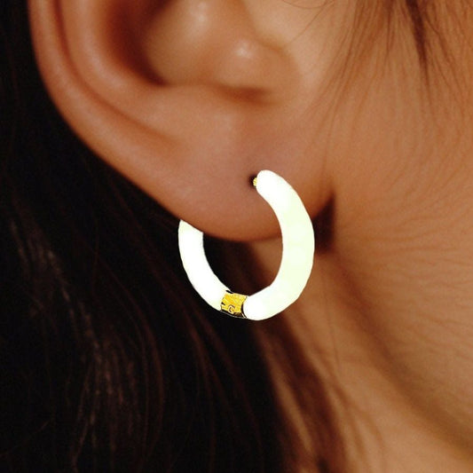 White Huggie Hoop Earrings, Chunky Earrings, white Hoop Earrings, Simple Hoop Earrings, Ice white Earrings, Minimalist, A429