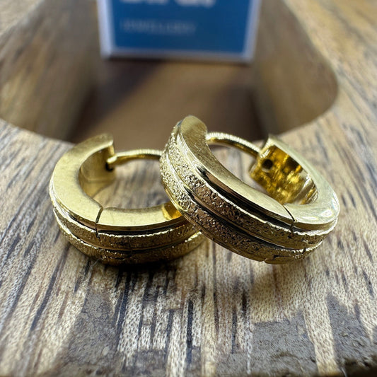 Mens Gold Earrings, Mens Silver Huggie Earrings, 12mm Hoop Earrings For Men, Detailed Patterned Hoop, goldhoop earrings, Minimalist, A189