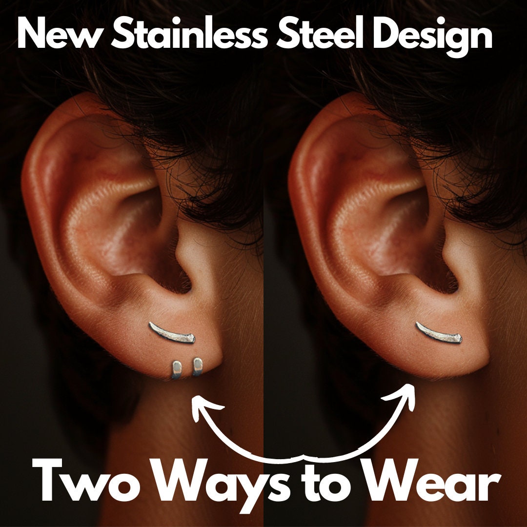 Stainless Steel Earrings, Womens Earrings - Ladies Minimalist Earring, Stainless Steel, Womens Earrings, Gifts for her, tick earrings, A483