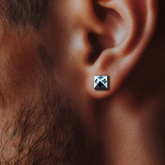 Mens Earrings - Silver Stud Earrings, Poker Card Silver Studs, Minimalist Earring, Sterling Silver, Mens Stud Earrings, Studs for Men, A495