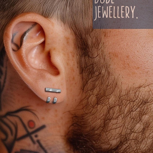 Mens Earrings - Silver Stud Earrings, Men, Gift for manly man, Male Earring, Edgy, Mens Stud Earrings, Studs for Men, everyday earring A500a