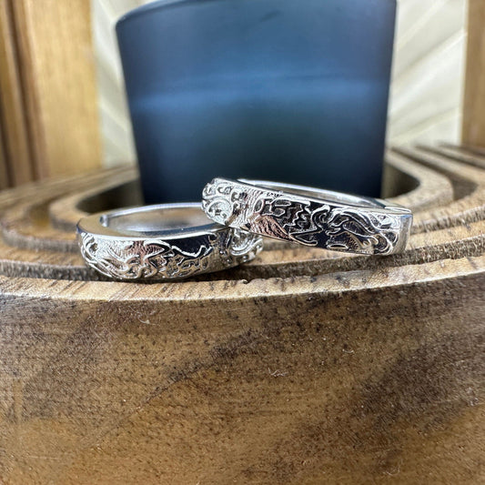 Mens Hoop Earrings - Silver Hoops, Men, Edgy Male Earring, Rune Hoop Earrings, Mens Hoop Earrings, Hoops for Men, Rune hoop earrings, A427