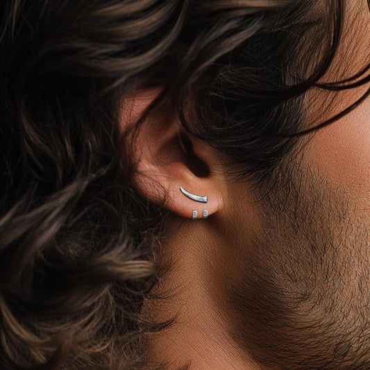 male earrings studs for men and minimalist male earrings, manly earrings, tick earrings perfect for edgy mens earrings and stylish studs.