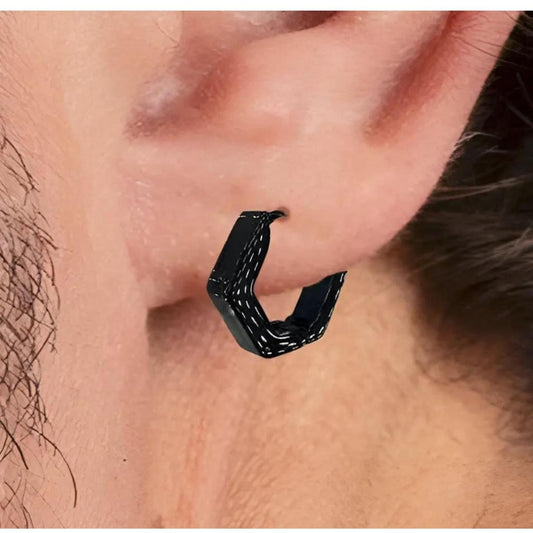 Mens Hoop Earrings - Black Earring Mens Minimalist Male Hoop Earring, Black Mens Huggie Earrings Single earring for Men, A319