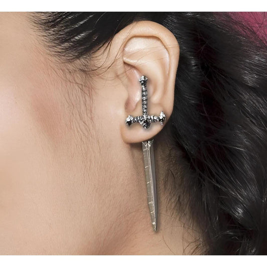 Gothic Sword Earrings Dagger Earrings Ladies Edgy Emo Dagger Earrings Set A Pair of Swords huggie dagger sword studs | A272