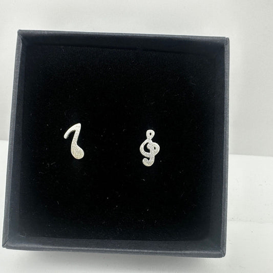 Music Earrings - record earrings, Music Gift, Mismatched Earrings, Music gift, Music Lover Note earring studs, musical, Silver, A104