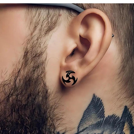 Mens Earrings - Black Earring, Men, Minimalist Male Earring, Silver, Mens Huggie Earrings, Earrings for Men, A022