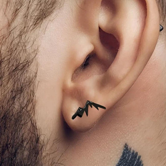 Earrings for men, Black Mountain Earrings - Mountain studs, black coloured studs, minimalistic earring, Edgy earrings, Nature lover, A345