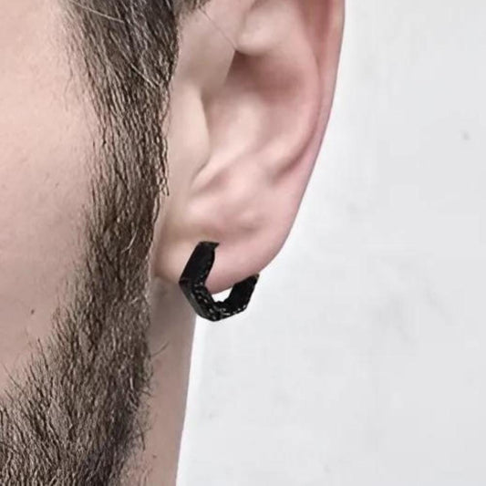 Mens Earrings - Stud Earrings, Mens Studs, Gift for Him, Male Earring, Black Earrings, Edgy, Hoops for Men, Black hoops, Man earrings, A319