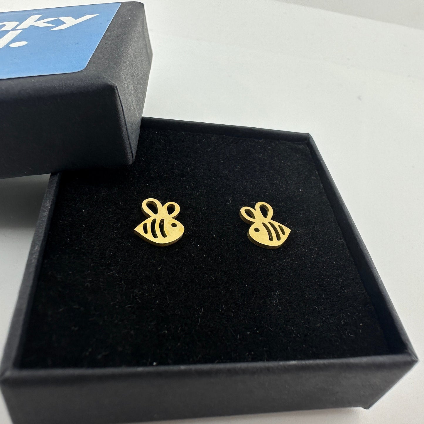 Sterling Silver Honey Bee Stud Earrings, Gold Bee Earrings, Honey Bee Earrings, Gift for Her, A035