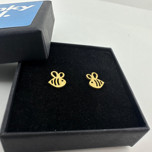 Sterling Silver Honey Bee Stud Earrings, Gold Bee Earrings, Honey Bee Earrings, Gift for Her, A035